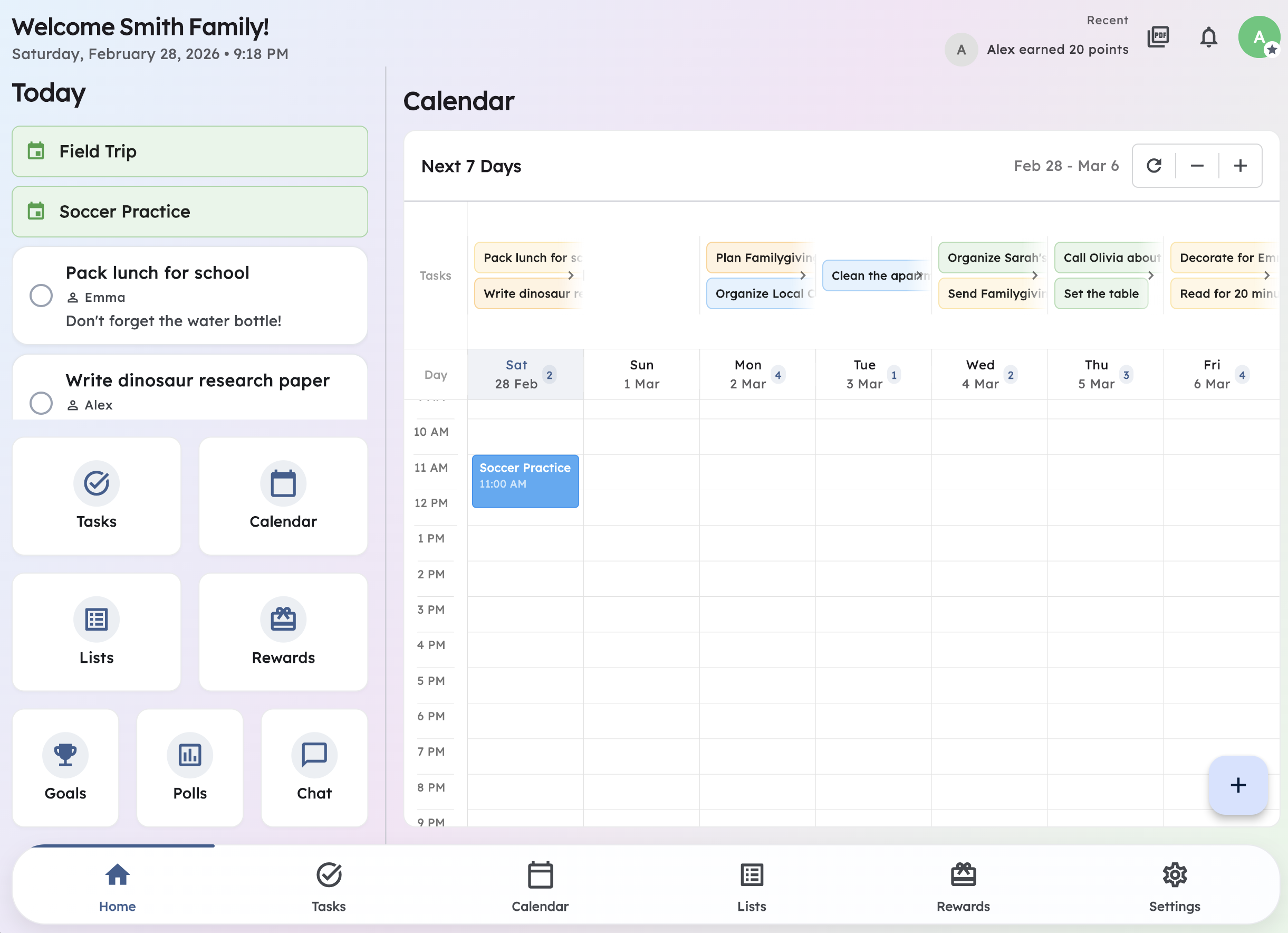 Treehouse family organization dashboard